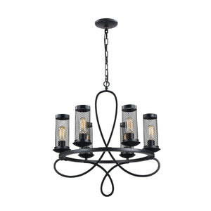 6Lt Pendant Lamp - Finish Rustic Black