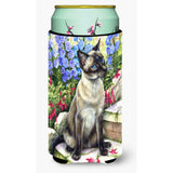 Caroline'S Treasures Siamese Cat In The Garden Tall Boy Koozie Hugger, Multicolor