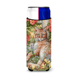 Caroline'S Treasures Cdco0027Muk Tabby In The Roses By Debbie Cook Ultra Beverage Insulators For Slim Cans, Multicolor