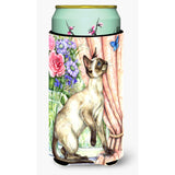 Caroline'S Treasures Siamese Cat With Butterfly Tall Boy Koozie Hugger, Multicolor