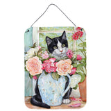 Caroline'S Treasures Black And White Rose Cat Wall Or Door Hanging Prints Cdco0176Ds1216, 16H X 12W, Multicolor