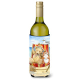 Caroline'S Treasures Cdco0336Literk Summer Teddy Bear And Cat On Beach Wine Bottle Beverage Insulator Hugger, 750Ml, M