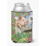 Caroline'S Treasures Cdco0349Cc Pig At The Gate With The Cat Can Or Bottle Hugger, Multicolor