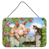 Caroline'S Treasures Pig At The Gate With The Cat Wall Or Door Hanging Prints Cdco0349Ds812, 8Hx12W