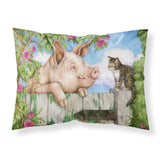 Caroline'S Treasures Pig At The Gate With The Cat Fabric Standard Pillowcase Cdco0349Pillowcase, Multicolor
