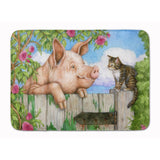 Caroline'S Treasures Pig At The Gate With The Cat Floor Mat, 19 X 27, Multicolor