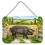 Caroline'S Treasures Black Pig With Sunflowers Wall Or Door Hanging Prints Cdco0373Ds812, 8Hx12W