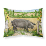 Caroline'S Treasures Black Pig With Sunflowers Fabric Standard Pillowcase Cdco0373Pillowcase, Multicolor