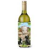 Caroline'S Treasures Bull And Pup Friends By Debbie Cook Wine Bottle Koozie Hugger, 750Ml, Multicolor