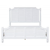 Sunset Trading White Shutter Wood 5 Piece Queen Bedroom Set | 3 Drawer Nightstand