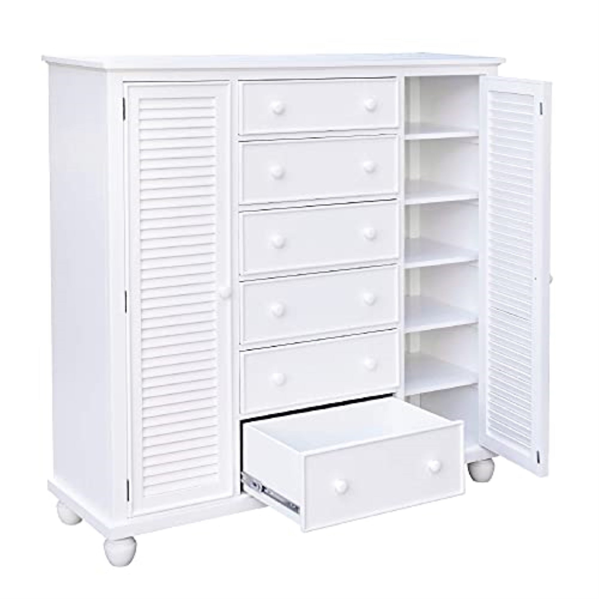 Sunset Trading White Shutter Wood Armoire