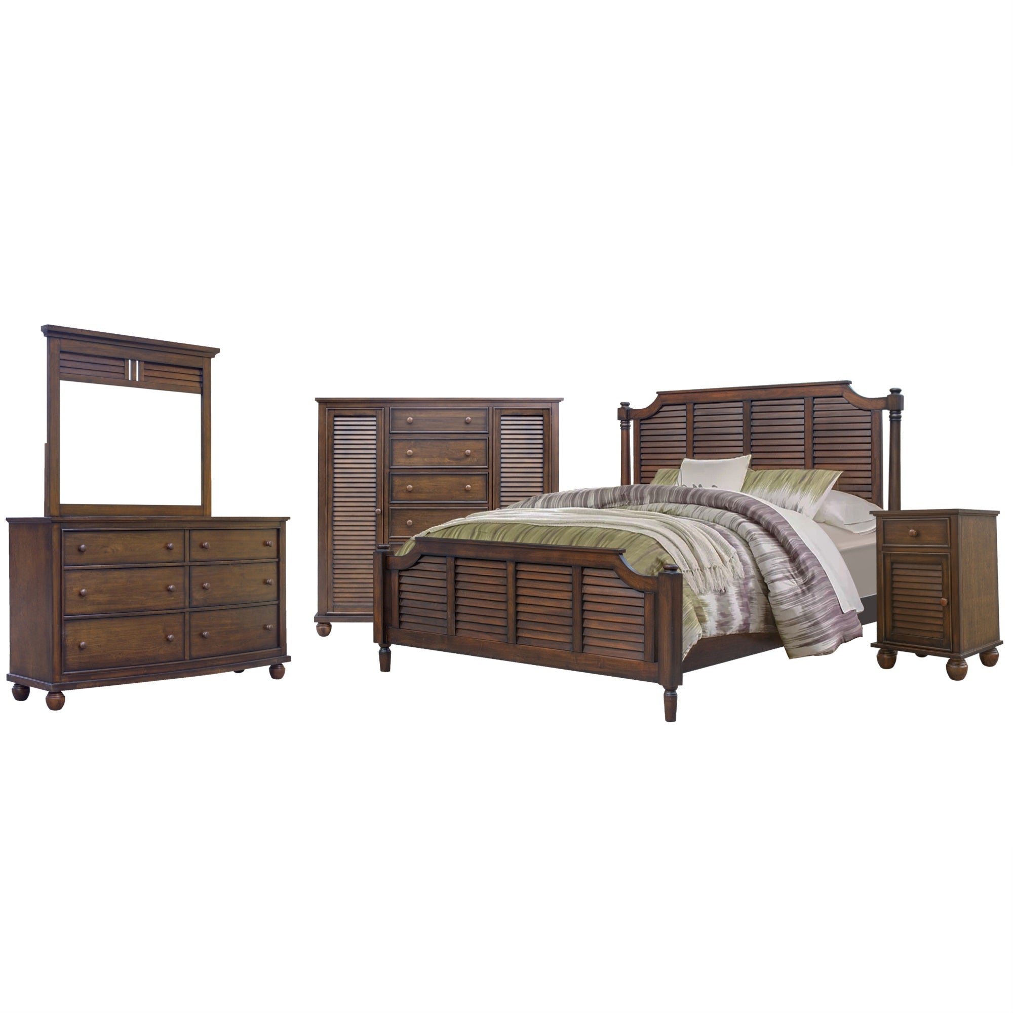 Sunset Trading Bahama Shutter Wood 5 Piece King Bedroom Set
