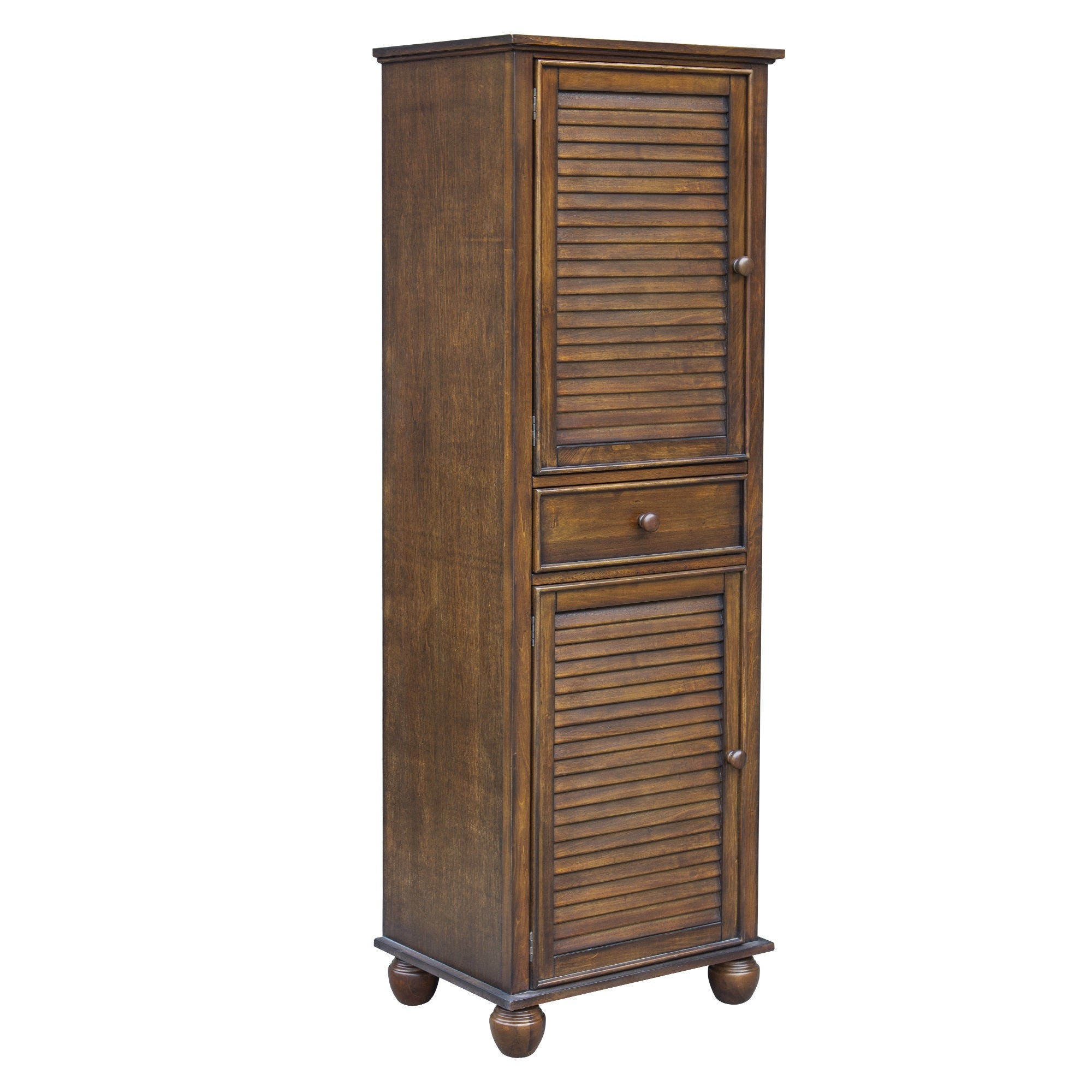 Sunset Trading Bahama Shutter Wood Tall Cabinet | Brown | Doors | Drawer