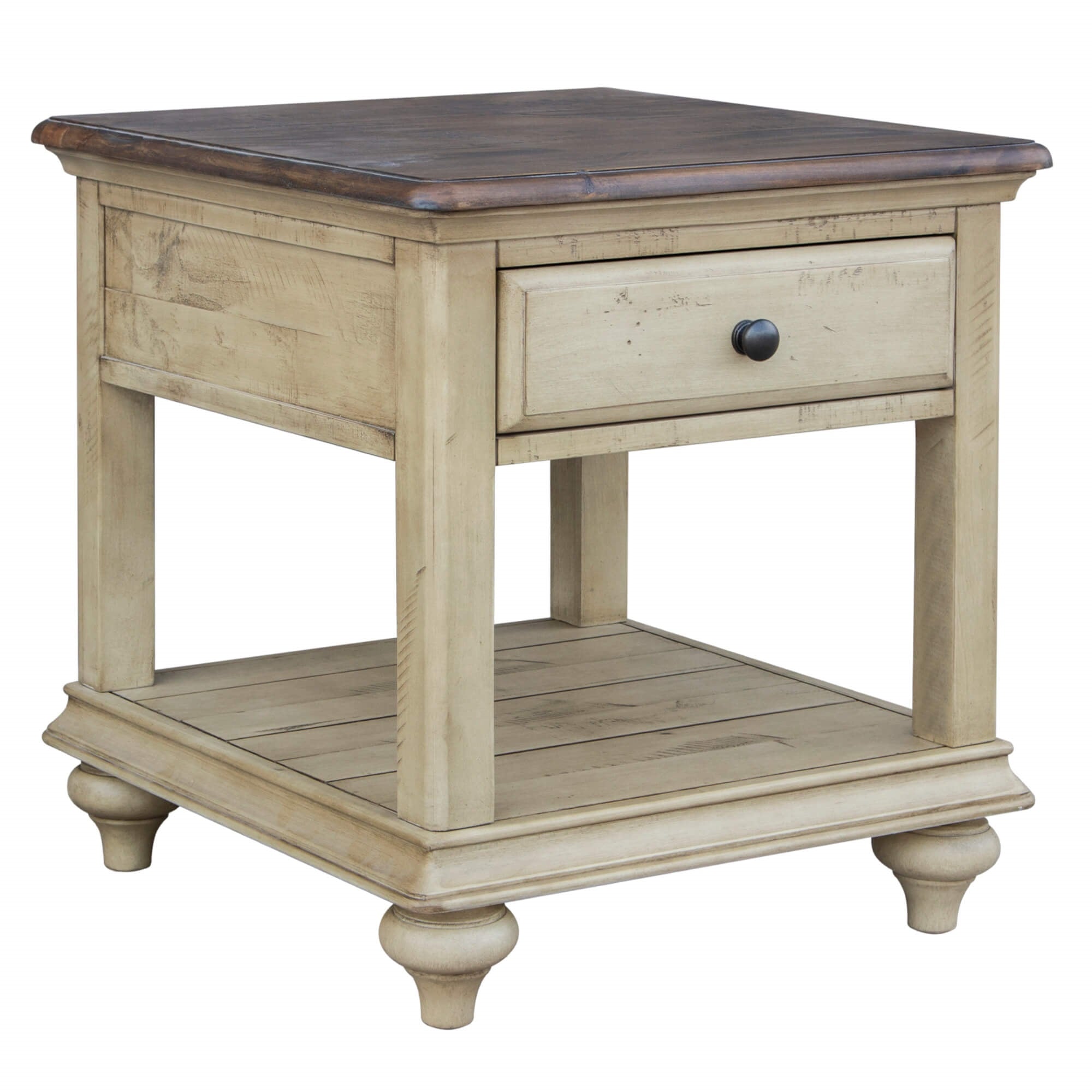 Sunset Trading Shades Of Sand End Table | Drawer | Shelf