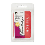 Labels, Name Badge, Visitor, 3-3/8 x 2-1/4 Inch, Red, 100/Pack