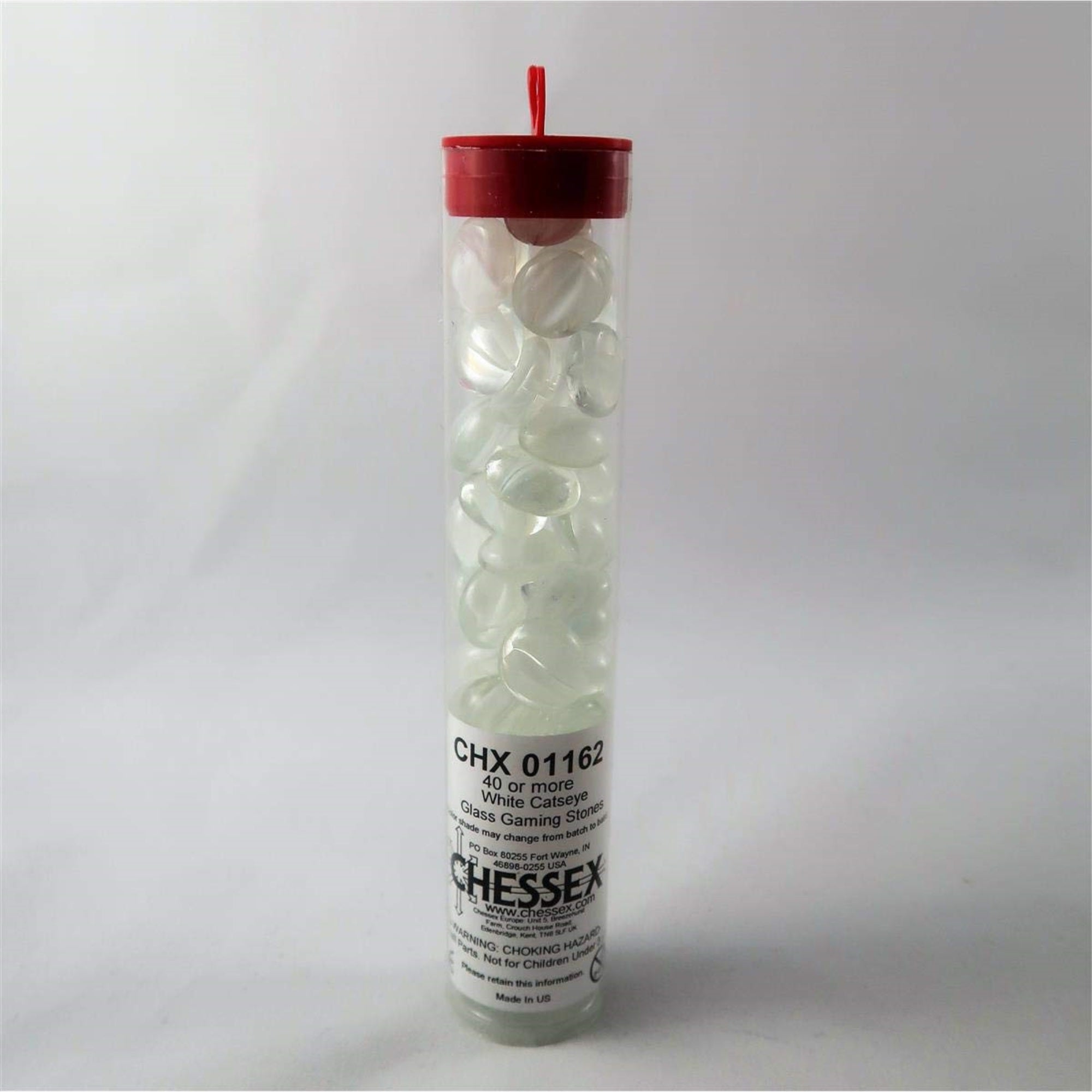 Chessex 01162 White Cats Eye Glass Stones Qty 40 Or More In 5 Inches Tube
