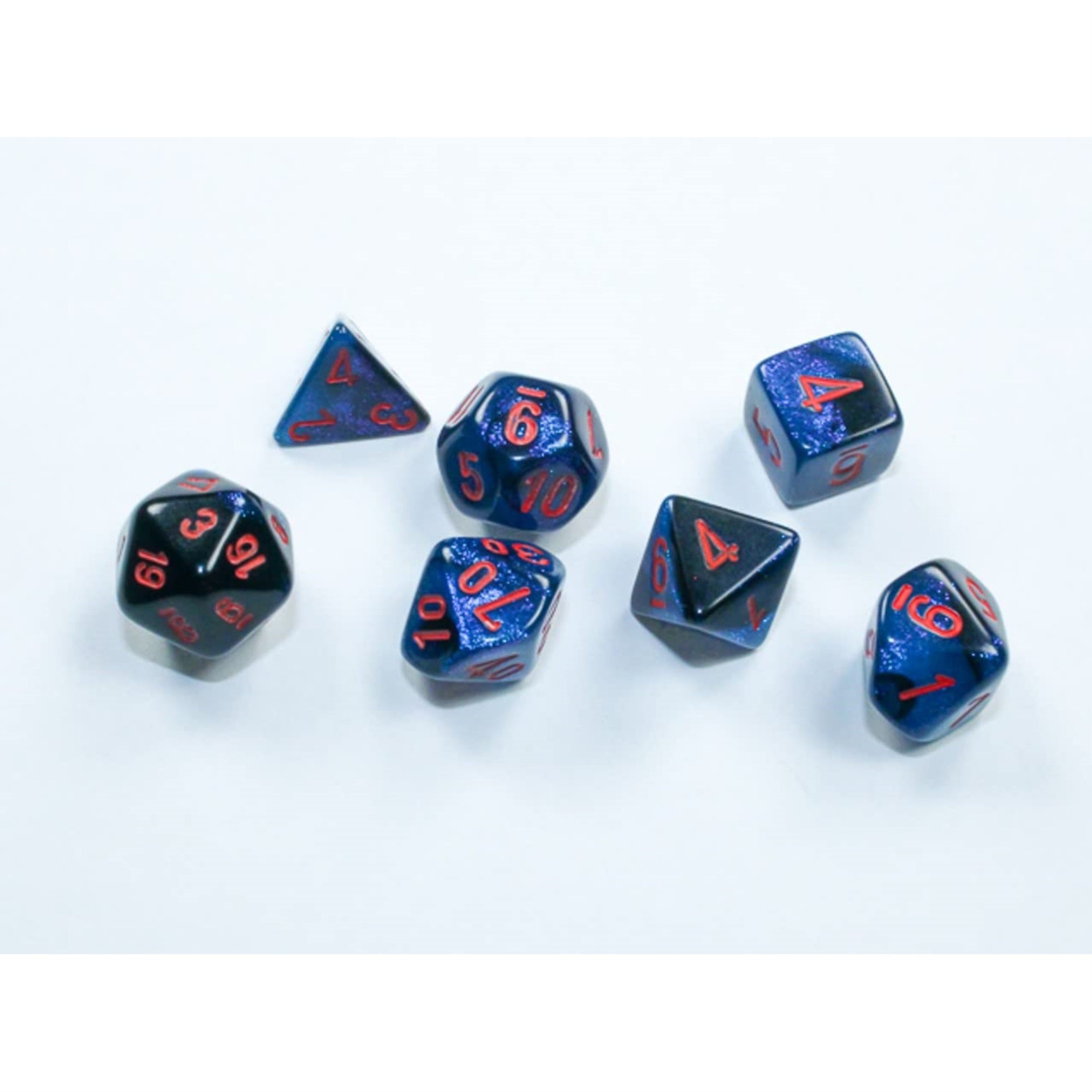 Dnd Dice Set-Chessex D&D Dice-Gemini: Mini 7Pc Polyhedral Black-Starlight/Red Dice Set-Dungeons And Dragons Dice Includes 7 Dice