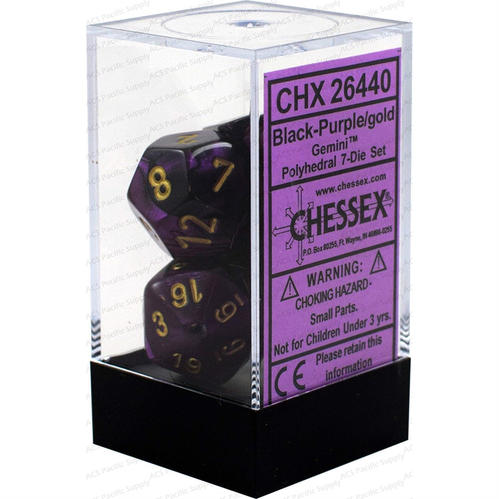 Dnd Dice Set-Chessex D&D Dice-16Mm Gemini Black, Purple, And Gold Plastic Polyhedral Dice Set-Dungeons And Dragons Dice Includes