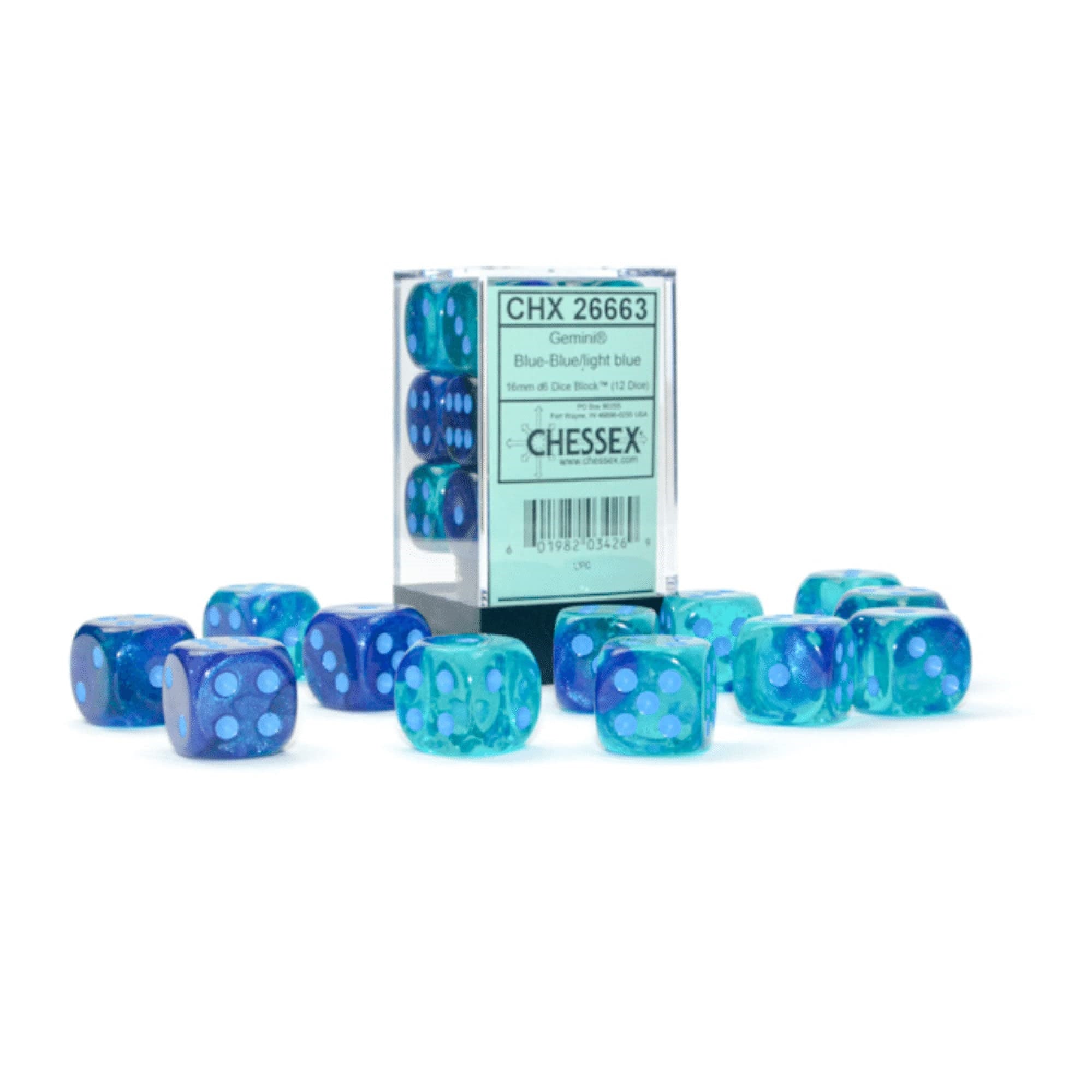 Gemini Dice Block | Set Of 12 Size D6 Dice Designed For Board Games, Roleplaying Games And Miniature Games | Premium Quality 16