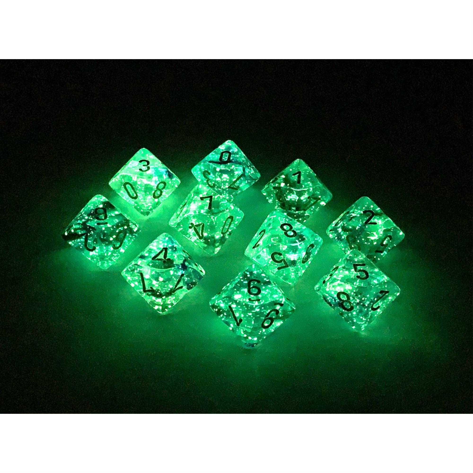Chessex D10 Dice Set: Nebula Luminary - Oceanic W/Gold (10)