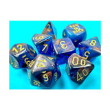 Azurite Lustrous Dice With Gold Numbers 7+1 Dice Set 16Mm (5/8In) Chessex