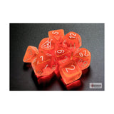 Neon Orange Translucent Dice With White Numbers 7+1 Dice Set 16Mm (5/8In) Chessex