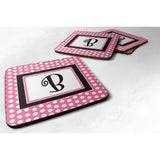 Caroline'S Treasures Cj1001-Bfc Monogram-Pink Black Polka Dots Foam Coasters (Set Of 4), Initial Letter B, 3.5 H X 3.5