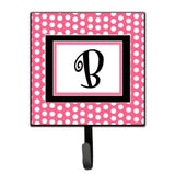 Caroline'S Treasures Cj1001-Bsh4 Letter B Initial Monogram-Pink Black Polka Dots Leash Holder Or Key Hook, Small, Multicolor