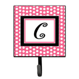 Caroline'S Treasures Cj1001-Csh4 Letter C Initial Monogram-Pink Black Polka Dots Leash Holder Or Key Hook, Small, Multicolor