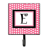 Caroline'S Treasures Cj1001-Esh4 Letter E Initial Monogram-Pink Black Polka Dots Leash Holder Or Key Hook, Small, Multicolor