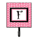 Caroline'S Treasures Cj1001-Fsh4 Letter F Initial Monogram-Pink Black Polka Dots Leash Holder Or Key Hook, Small, Multicolor