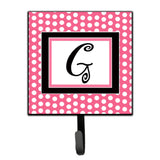 Caroline'S Treasures Cj1001-Gsh4 Letter G Initial Monogram-Pink Black Polka Dots Leash Holder Or Key Hook, Small, Multicolor