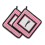 Caroline'S Treasures Letter I Monogram - Pink Black Polka Dots Pair Of Pot Holders Cj1001-Ipthd, 7.5Hx7.5W, Multicolor