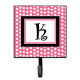 Caroline'S Treasures Cj1001-Ksh4 Letter K Initial Monogram-Pink Black Polka Dots Leash Holder Or Key Hook, Small, Multicolor