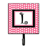 Caroline'S Treasures Cj1001-Lsh4 Letter L Initial Monogram-Pink Black Polka Dots Leash Holder Or Key Hook, Small, Multicolor