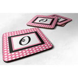 Caroline'S Treasures Cj1001-Ofc Monogram-Pink Black Polka Dots Foam Coasters (Set Of 4), Initial Letter O, 3.5 H X 3.5