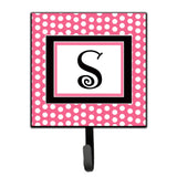 Caroline'S Treasures Cj1001-Ssh4 Letter S Initial Monogram-Pink Black Polka Dots Leash Holder Or Key Hook, Small, Multicolor
