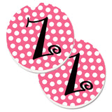 Caroline'S Treasures Letter Z Monogram - Pink Black Polka Dots Set Of 2 Cup Holder Car Coasters Cj1001-Zcarc, 2.56, Multicolor