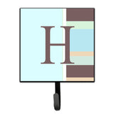 Caroline'S Treasures Cj1003-Hsh4 Letter H Initial Monogram-Blue Stripes Leash Holder Or Key Hook, Small, Multicolor
