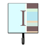Caroline'S Treasures Cj1003-Ish4 Letter I Initial Monogram-Blue Stripes Leash Holder Or Key Hook, Small, Multicolor