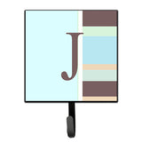 Caroline'S Treasures Cj1003-Jsh4 Letter J Initial Monogram-Blue Stripes Leash Holder Or Key Hook, Small, Multicolor