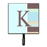 Caroline'S Treasures Cj1003-Ksh4 Letter K Initial Monogram-Blue Stripes Leash Holder Or Key Hook, Small, Multicolor