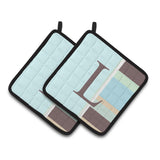 Caroline'S Treasures Letter L Initial Monogram - Blue Stripes Pair Of Pot Holders Cj1003-Lpthd, 7.5Hx7.5W, Multicolor