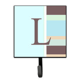 Caroline'S Treasures Cj1003-Lsh4 Letter L Initial Monogram-Blue Stripes Leash Holder Or Key Hook, Small, Multicolor