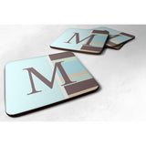 Caroline'S Treasures Cj1003-Mfc Monogram-Blue Stripes Foam Coasters (Set Of 4), Initial Letter M, 3.5 H X 3.5 W, Multi
