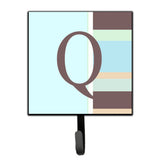 Caroline'S Treasures Cj1003-Qsh4 Letter Q Initial Monogram-Blue Stripes Leash Holder Or Key Hook, Small, Multicolor