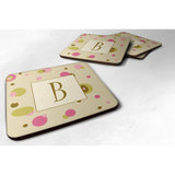 Caroline'S Treasures Cj1004-Bfc Monogram-Tan Dots Foam Coasters (Set Of 4), Initial Letter B, 3.5 H X 3.5 W, Multicolo