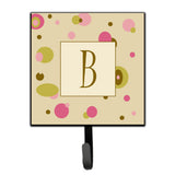 Caroline'S Treasures Cj1004-Bsh4 Letter B Initial Monogram-Tan Dots Leash Holder Or Key Hook, Small, Multicolor
