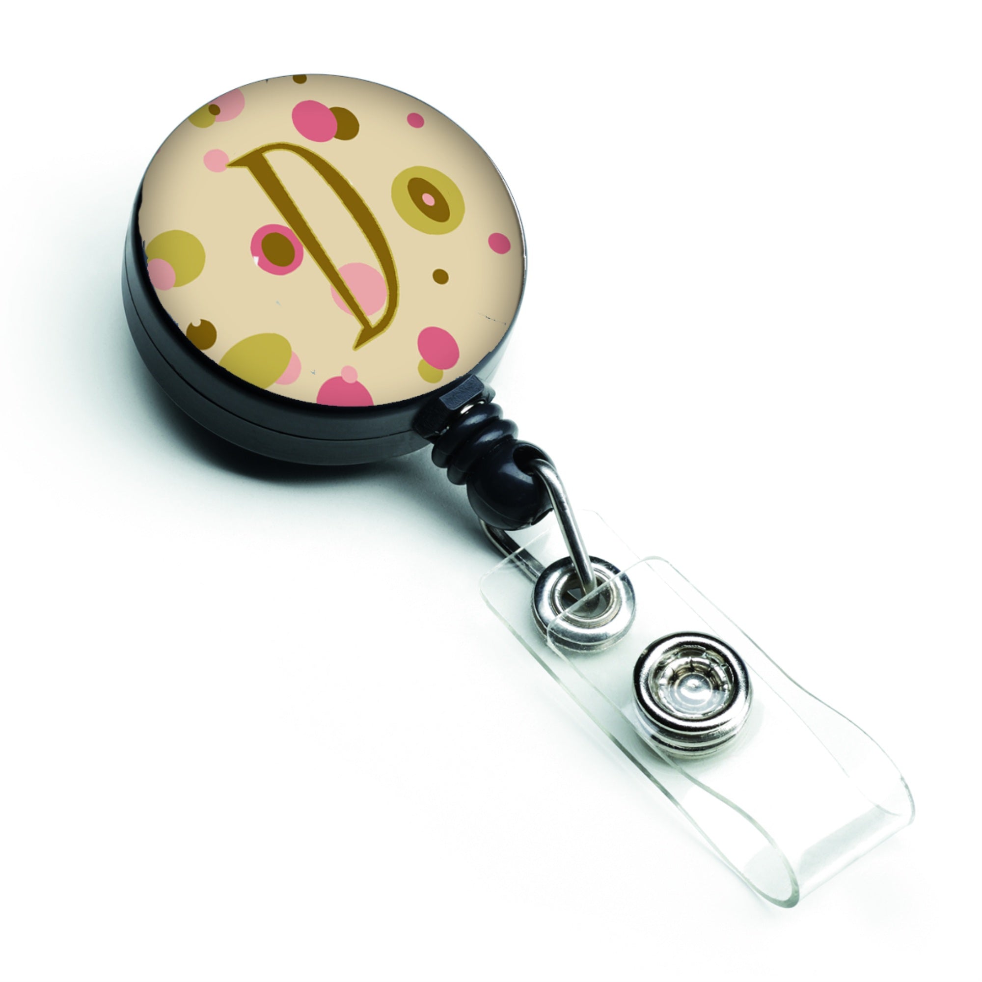 Caroline'S Treasures Letter D Initial Monogram, Tan Dots Retractable Badge Reel, Multicolor (Cj1004-Dbr)