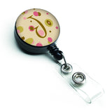 Caroline'S Treasures Letter J Initial Monogram, Tan Dots Retractable Badge Reel, Multicolor (Cj1004-Jbr)